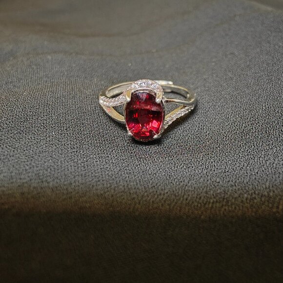 Stering Silver Garnet Ring - Picture 1 of 5